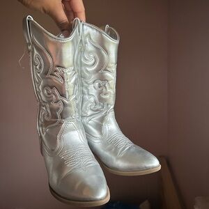 Tucker + Tate Metallic Silver Kids Cowboy Boots